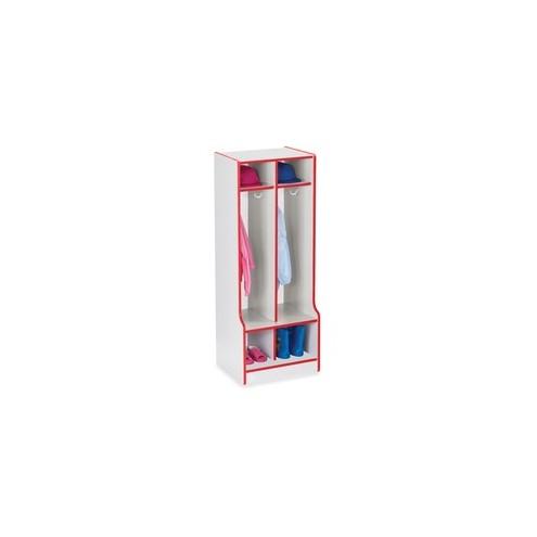 Rainbow Accents Rainbow Double Coat Hooks Step Locker - 2 Compartment(s) - 50.5" Height x 20" Width x 17.5" Depth - Red - 1Each