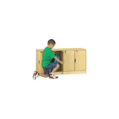 Jonti-Craft Single Stack 4-Section Student Lockers - 48.5" x 15" x 23.5" - Stackable, Lockable, Sturdy, Key Lock, Kick Plate - Wood Grain - Baltic Birch Plywood