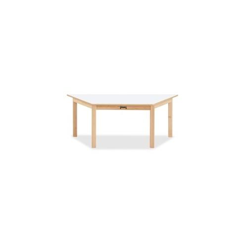 Jonti-Craft Multi-purpose White Trapezoid Table - White Trapezoid Top - Four Leg Base - 4 Legs - 20.50" Table Top Length x 47" Table Top Width - 10" Height - Assembly Required - Laminated, Maple