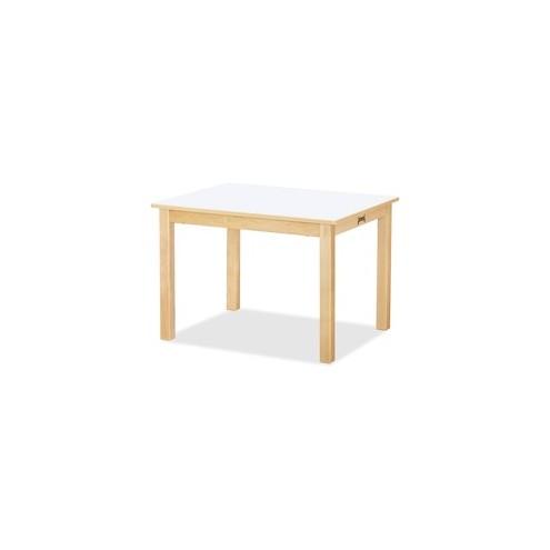 Jonti-Craft Multi-purpose White Rectangle Tables - White Rectangle Top - Four Leg Base - 4 Legs - 24" Table Top Length x 30" Table Top Width - 10" Height - Assembly Required - Laminated, Maple