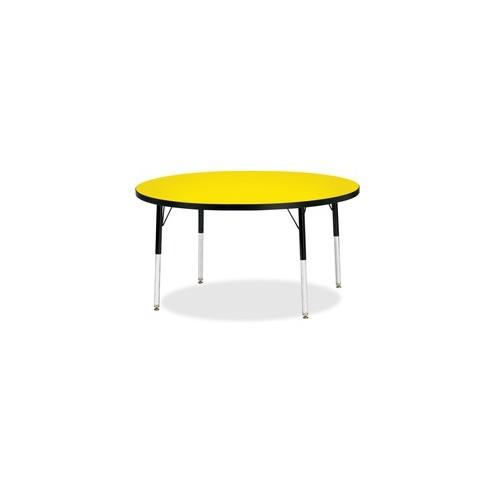 Berries Adult Height Color Top Round Table - Laminated Round, Yellow Top - Four Leg Base - 4 Legs - 1.13" Table Top Thickness x 48" Table Top Diameter - 31" Height - Assembly Required - Powder Coated
