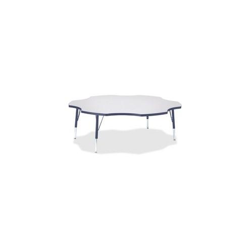 Berries Prism Six-Leaf Student Table - Laminated, Navy Top - Four Leg Base - 4 Legs - 1.13" Table Top Thickness x 60" Table Top Diameter - 15" Height - Assembly Required - Powder Coated