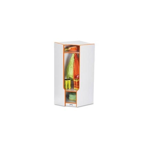 Rainbow Accents 3-double Hooks Step Corner Coat Locker - 50.5" Height x 24" Width x 17.5" Depth - Orange - 1Each