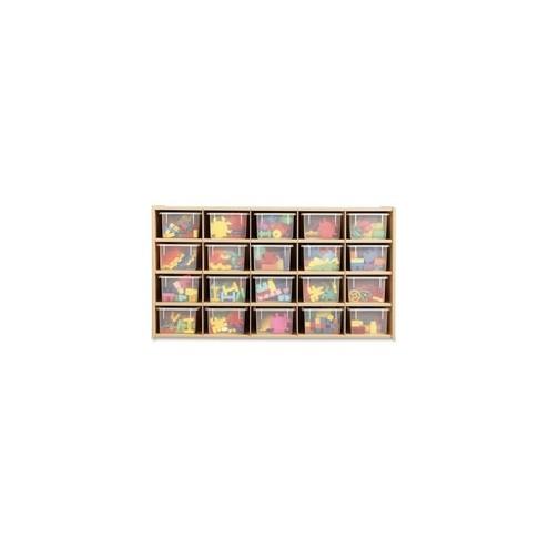 young Time Young Time 20-Tray Cubbie Storage - 20 Compartment(s) - 26.5" Height x 48" Width x 15" Depth - Baltic, Clear Tray - 1Each