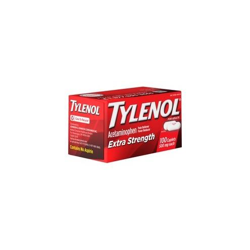 Tylenol Extra Strength Caplets - For Fever, Headache, Muscular Pain, Arthritis, Toothache, Backache - 100 / Box