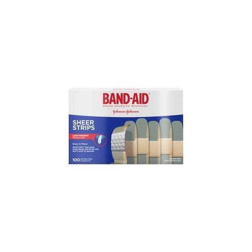 Johnson & Johnson Sheer Bandage Strips - 11.40" x 12.70" - 100/Box - White