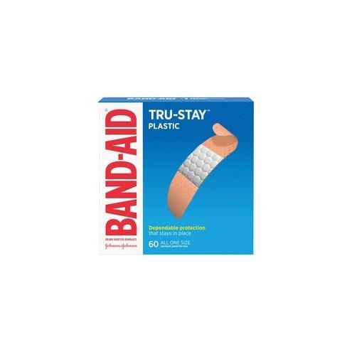 Band-Aid Plastic Strips Adhesive Bandages - 0.75" - 60/Box - Tan