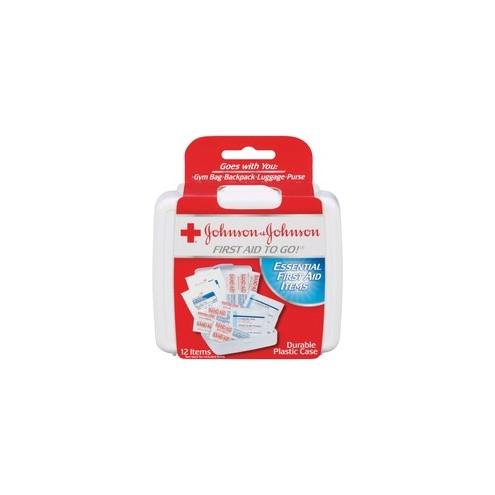 Johnson & Johnson 12-piece Mini First Aid Kit - 12 x Piece(s) - 4" Height x 4.5" Width x 1.3" Depth - 1 Each