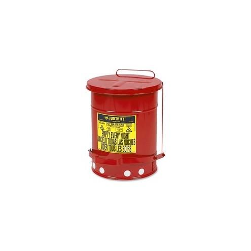 Justrite Just Rite 6 Gallon Oily Waste Can - 6 gal Capacity - Round - 15.9" Height x 11.9" Diameter - Steel