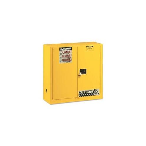 Justrite Flammable Liquid Cabinet - 43" x 18" x 44" - 2 x Front Open Door(s) - Fire Resistant - Yellow - Steel