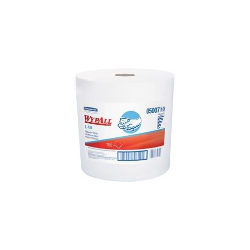 Wypall L40 Towels - 12.50" x 13.40" - 750 Sheets/Roll - White, Blue - Cellulose - Absorbent, Strong, Soft, Disposable - For General Purpose - 750 / Roll