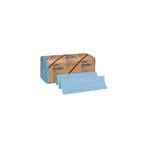 Wypall L10 Windshield Towels - 1 Ply - Single Fold - 9.10" x 10.25" - Blue - Paper - Light Duty, Soft, Strong, Absorbent, Foldable - For General Purpose - 2400 / Carton