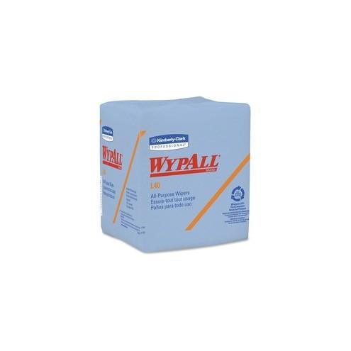 Wypall L40 1/4-fold Wipers - 12" x 12.50" - Blue - Absorbent, Wet Strength, Reinforced, Quad-fold, Soft - For Face, Hand - 56 Quantity Per Pack - 672 / Carton
