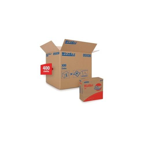 Wypall X80 Pop-Up Box Cloths - Cloth - 9.10" Width x 16.80" LengthBox - 400 / Carton - Red