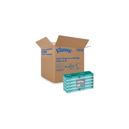 Kleenex Flat Box Facial Tissue - 2 Ply - 8" x 8.40" - White - Soft, Absorbent, Strong - For Face - 100 Quantity Per Box - 6000 / Carton