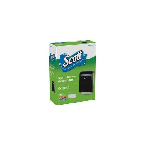 Scott Folded Towel Dispenser - Multifold, C Fold, Singlefold Dispenser - 18.9" Height x 13.3" Width x 5.9" Depth - Black - Window