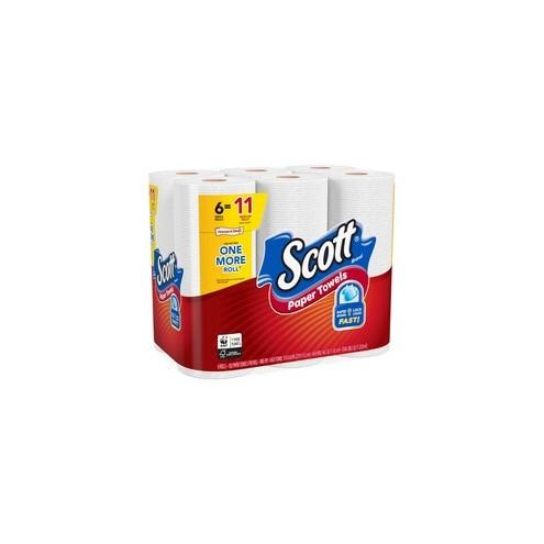 Scott Choose-A-Sheet Paper Towels - Mega Rolls - 1 Ply - 102 Sheets/Roll - White - Paper - Absorbent, Streak-free, Quick Drying, Perforated - For Home, Office, School - 24 / Carton