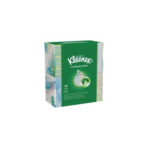 Kleenex Lotion Facial Tissue - 2 Ply - White - Extra Soft - For Face, Skin, Nose - 75 Quantity Per Box - 4 / Pack