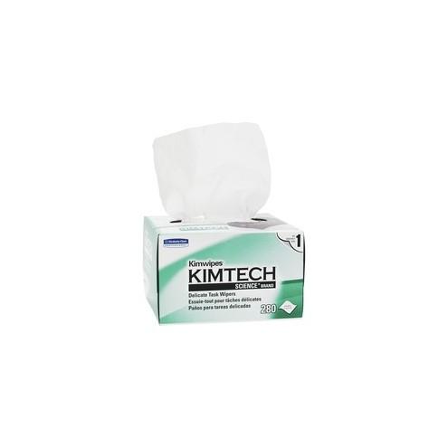 KIMTECH Kimwipes Delicate Task Wipers - 1 Ply - 4.40" x 8.40" - White - Light Duty, Anti-static, Low Linting - 280 Quantity Per Box - 60 / Carton