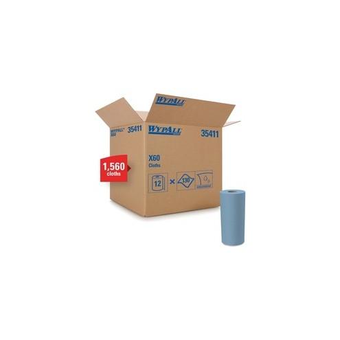 Wypall X60 Cloths - Cloth - 9.80" Width x 13.20" Length - 130 / Roll - 1560 / Carton - Blue