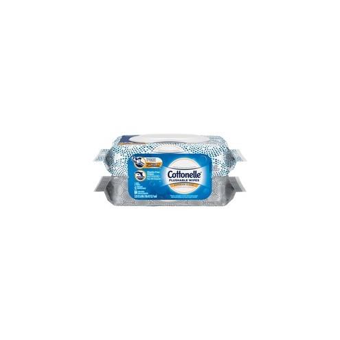 Cottonelle Flushable Wet Wipes Flip-Top Pack - 2 Pouches - White - Flushable, Quick Drying - 42 Quantity Per Pack - 2 / Pack