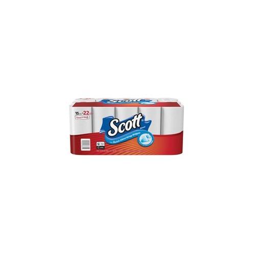 Scott Choose-A-Sheet Paper Towels - Mega Rolls - 1 Ply - 102 Sheets/Roll - White - Perforated, Absorbent - For Home, Office, School - 15 / Pack
