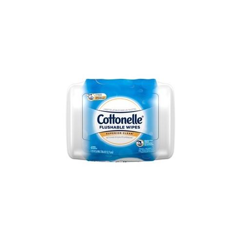 Cottonelle Flushable Wet Wipes - 7.25" x 5" - White - Flushable, Quick Drying, Alcohol-free, Sewer-safe, Septic Safe, Moisturizing - For Home, Office, School - 42 Quantity Per Pack - 336 / Each
