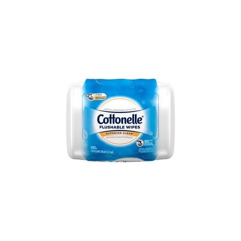 Cottonelle Flushable Wet Wipes - White - Flushable, Quick Drying, Alcohol-free - For Home, Office, School - 42 Quantity Per Container - 1 Each