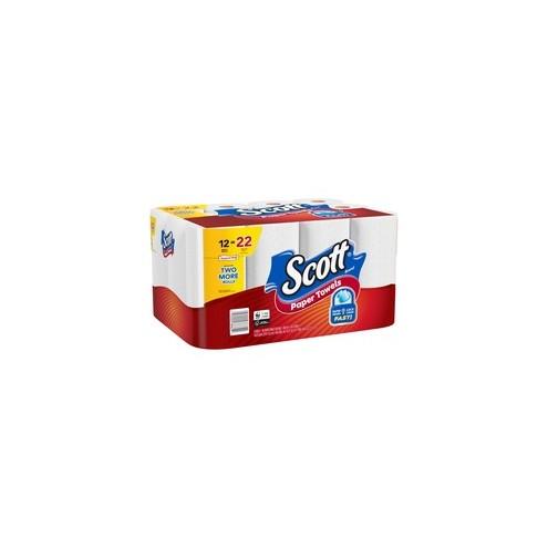 Scott Choose-A-Sheet Paper Towels - Mega Rolls - 1 Ply - 102 Sheets/Roll - White - Perforated, Absorbent - For Home, Office, School - 12 / Pack