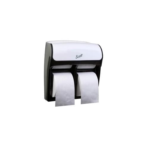 Scott Pro High-Capacity SRB Bath Tissue Dispenser - Roll Dispenser - 4 x Roll - 12.8" Height x 11.3" Width x 6.2" Depth - Plastic - White - Compact, Durable