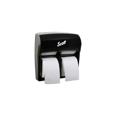 Scott Mod High Capacity SRB Dispenser - Roll Dispenser - 4 x Roll - 12.8" Height x 11.3" Width x 6.2" Depth - Plastic - Black - Compact, Durable