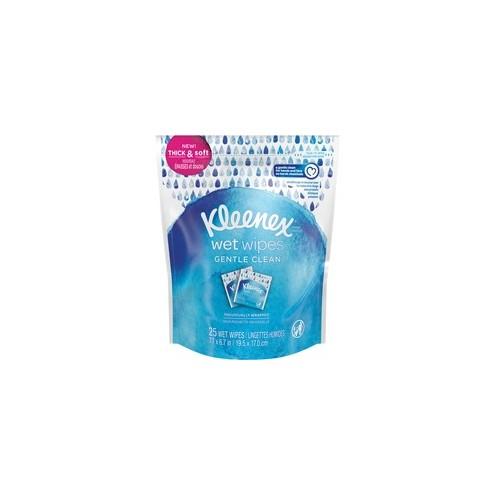 Kleenex Gentle Wrapped Wet Wipes - White - Alcohol-free, Paraben-free, Phthalate-free, Sulfate-free, Strong, Soft, Individually Wrapped, Chemical-free - For Skin, Hand, Face, Body - 25 / Pack