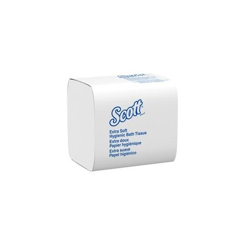 Scott Hygienic Bathroom Tissue - 2 Ply - 4.50" x 8.30" - White - Fiber - 250 Quantity Per Pack - 36 / Carton