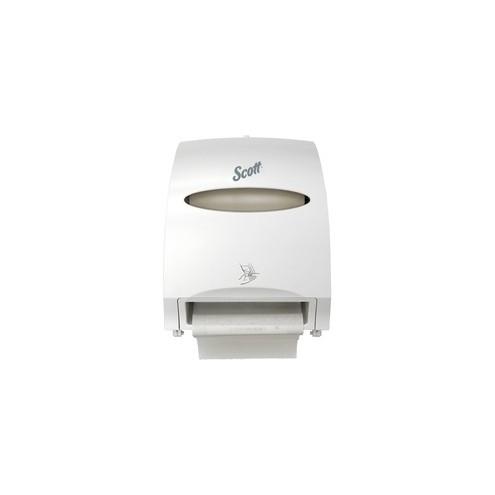 Scott Essential System Touchless Roll Towel Dispenser - Touchless Dispenser - 15.8" Height x 12.7" Width x 9.6" Depth - White - Durable, Key Lock, Jam Resistant