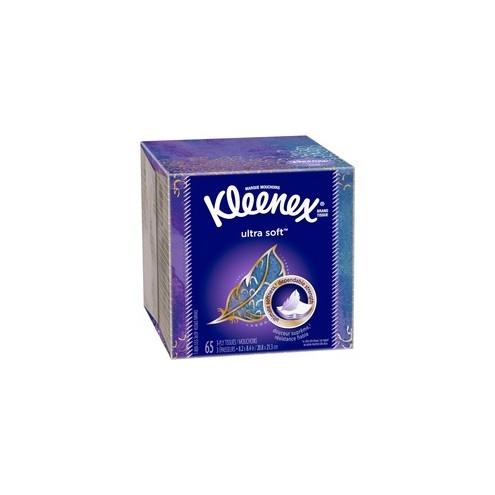 Kleenex Ultra Soft Tissues - 3 Ply - 8.25" x 8.40" - White - Soft, Strong - For Home, Office, School - 65 Quantity Per Box - 27 / Carton