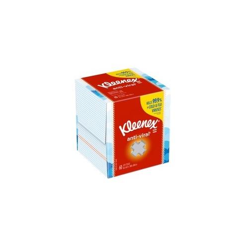 Kleenex Anti-Viral Facial Tissues - 3 Ply - White - Soft, Anti-viral - For Home, Office, School - 60 Quantity Per Box - 27 / Carton