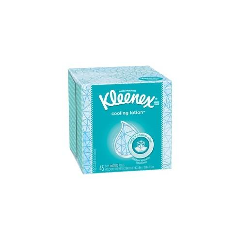 Kleenex Cooling Lotion Tissues - 3 Ply - 8.20" x 8.40" - White - Unscented, Absorbent - For Home, Office, School - 45 Quantity Per Box - 1 Box