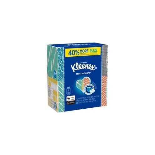 Kleenex Trusted Care Tissues - 2 Ply - 8.20" x 8.40" - White - Soft, Strong, Absorbent, Durable - For Home, Office, School - 70 Quantity Per Box - 4 / Pack