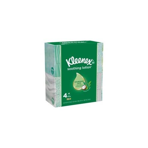 Kleenex Soothing Lotion Tissues - 3 Ply - White - Moisturizing, Soft - For Face, Home, Office, Business - 45 Quantity Per Box - 180 / Pack