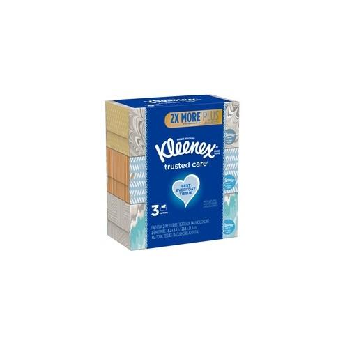 Kleenex Trusted Care Tissues - 2 Ply - 8.20" x 8.40" - White - Soft, Strong, Absorbent, Durable - For Home, Office, School - 144 Quantity Per Box - 3 / Pack