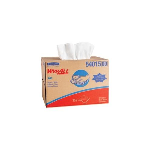 Wypall X60 Cloths - 12.50" x 16.80" - White - Cloth - Absorbent - 252 / Carton