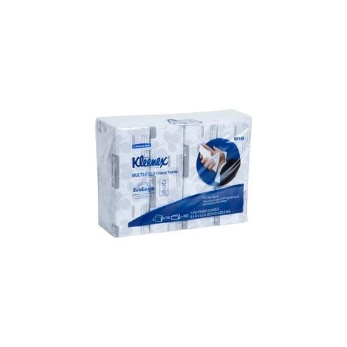 Kleenex Multi-fold Towels - 1 Ply - 9.20" x 9.40" - Blue, White - Soft, Absorbent, Multi-fold - For Hand - 150 Quantity Per Bundle - 600 / Pack