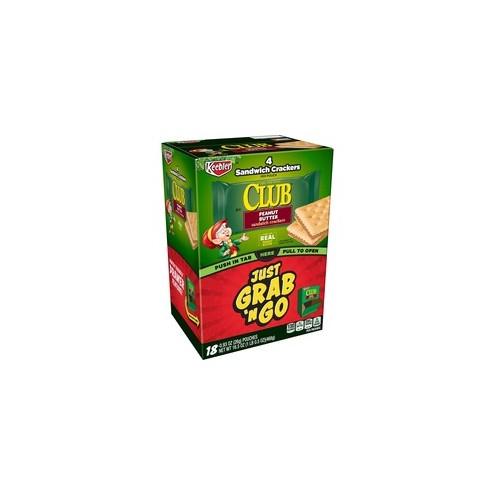 Keebler Grab 'N Go Peanut Butter Sandwich Crackers - Individually Wrapped - Peanut Butter - Box - 18 / Box