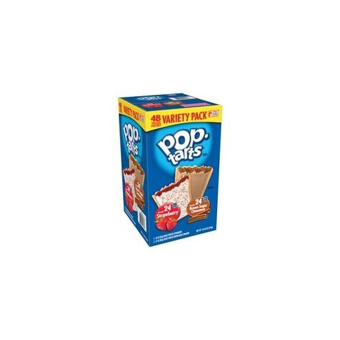 Pop Tarts Toaster Pastries Variety Pack - Strawberry, Brown Sugar Cinnamon - 2.69 lb - 48 / Box