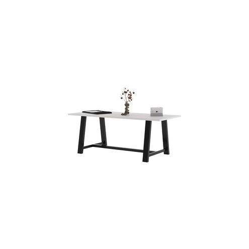 KFI Midtown 36x84x30 HPL Top Table - White Rectangle Top - Cross Beam Base - 84" Table Top Length x 36" Table Top Width - 30" Height - Assembly Required