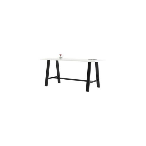 KFI HPL Laminate Top Bar-height Table - White Rectangle Top - Cross Beam Base - 84" Table Top Length x 36" Table Top Width - 41" Height - Assembly Required