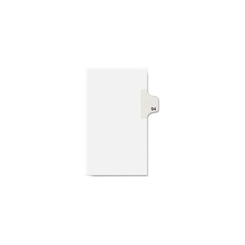 Kleer-Fax Numeric Laminated Tab Index Dividers - Printed Tab(s) - Digit - 94 - 25 Tab(s)/Set - 8.5" Divider Width x 11" Divider Length - Letter - White Divider - 25 / Pack