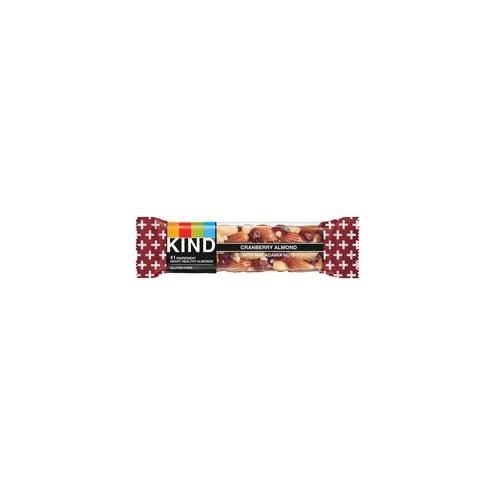 KIND Cranberry Almond Plus Antioxidants Snack Bars - Cholesterol-free, Non-GMO, Individually Wrapped, Gluten-free - Cranberry, Almond - 1.40 oz - 12 / Box