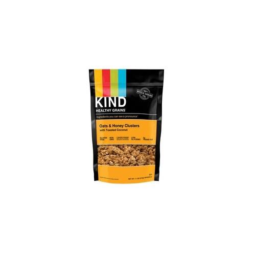 KIND Healthy Grains Oats/Honey Clusters Snack - Gluten-free, Non-GMO, Cholesterol-free, Resealable Container - Oat, Honey - 11 oz - 1 Each