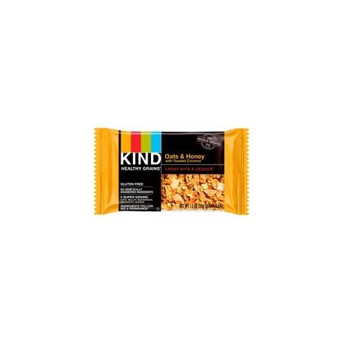 KIND Oats/Honey Toasted Coconut Grains Bar - Cholesterol-free, Non-GMO, Individually Wrapped - Honey, Coconut, Oat - 1.20 oz - 12 / Box